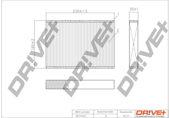 Filter, cabin air Dr!ve+ DP1110.12.0012