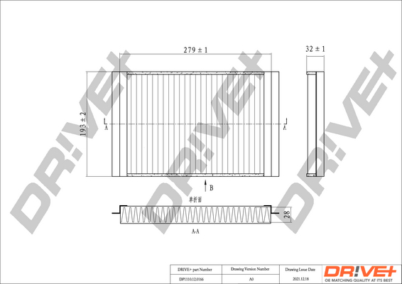Filter, cabin air Dr!ve+ DP1110.12.0166