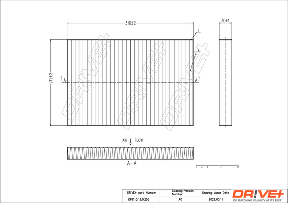 Filter, cabin air Dr!ve+ DP1110.12.0205