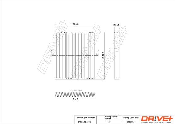 Filter, cabin air Dr!ve+ DP1110.12.0362