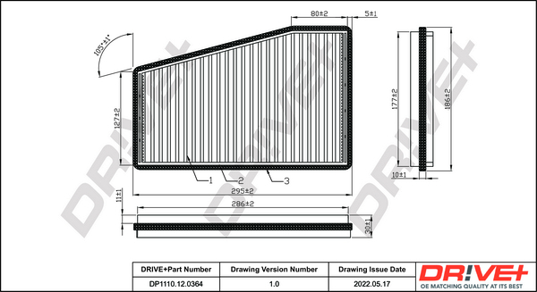 Filter, cabin air Dr!ve+ DP1110.12.0364