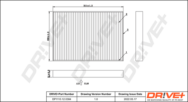 Filter, cabin air Dr!ve+ DP1110.12.0384