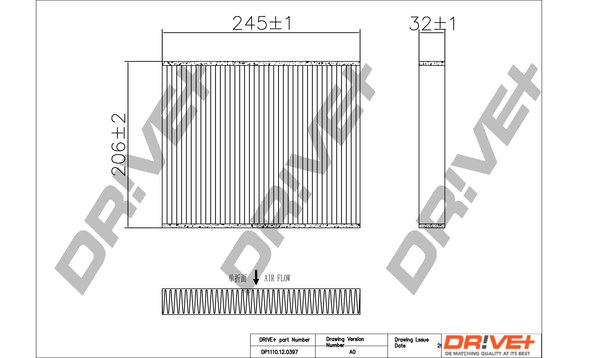 Filter, cabin air Dr!ve+ DP1110.12.0397