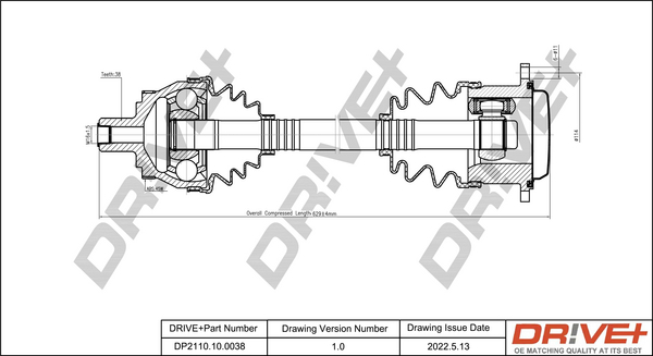 Drive Shaft Dr!ve+ DP2110.10.0038