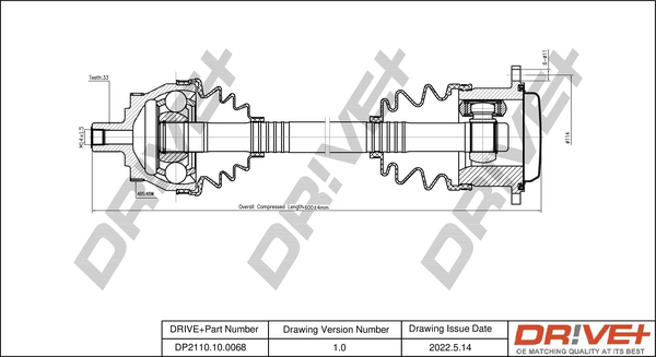Drive Shaft Dr!ve+ DP2110.10.0068