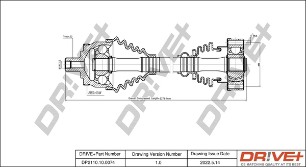 Drive Shaft Dr!ve+ DP2110.10.0074