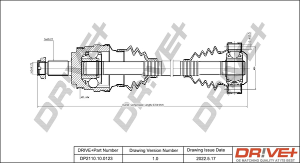 Drive Shaft Dr!ve+ DP2110.10.0123