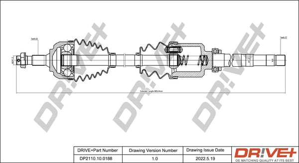 Drive Shaft Dr!ve+ DP2110.10.0188