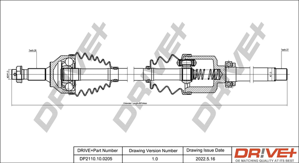 Drive Shaft Dr!ve+ DP2110.10.0205