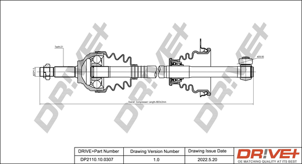 Drive Shaft Dr!ve+ DP2110.10.0307