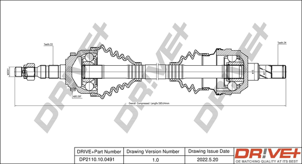 Drive Shaft Dr!ve+ DP2110.10.0491
