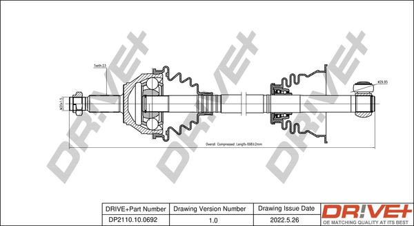 Drive Shaft Dr!ve+ DP2110.10.0692