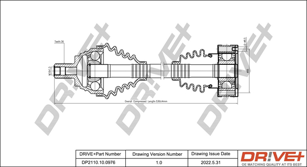 Drive Shaft Dr!ve+ DP2110.10.0976