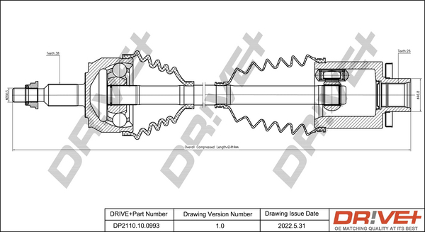 Drive Shaft Dr!ve+ DP2110.10.0993