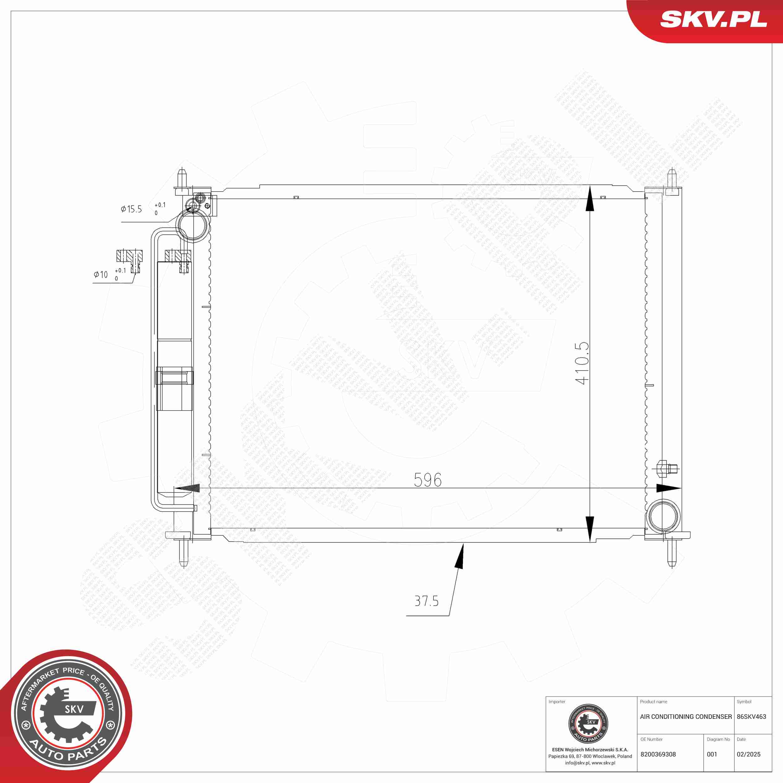 Condensador, aire acondicionado ESEN SKV 86SKV463