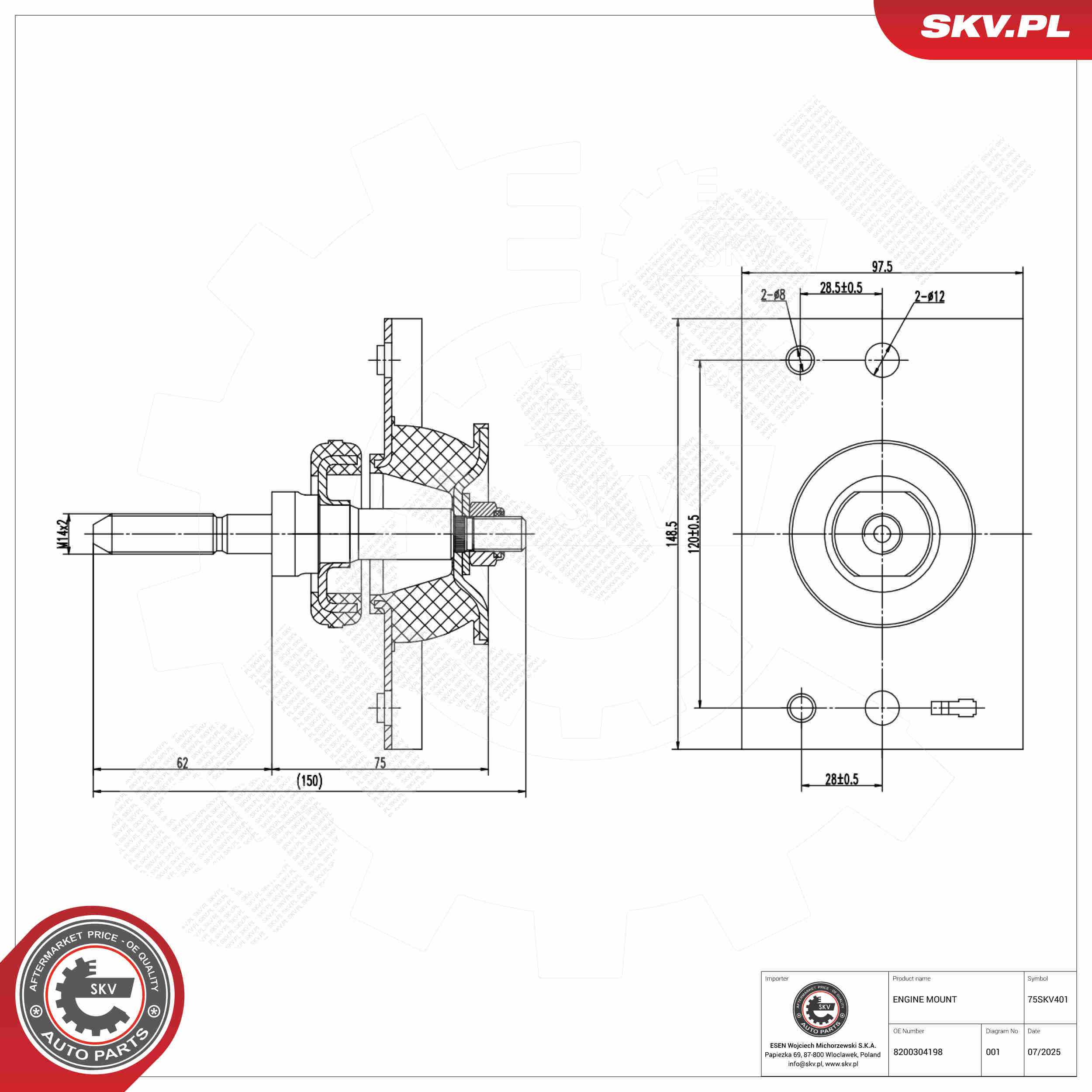 Mounting, engine ESEN SKV 75SKV401