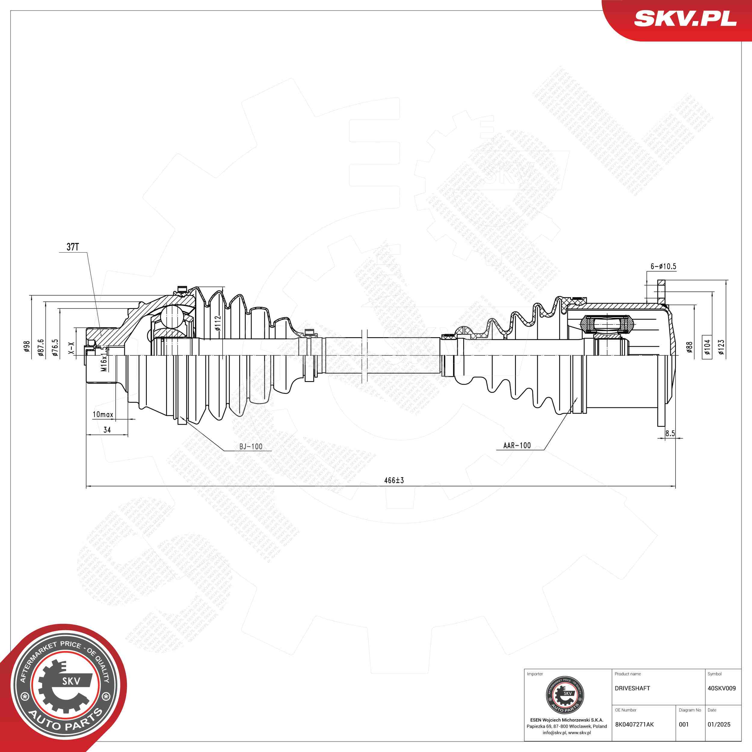 Drive Shaft ESEN SKV 40SKV009