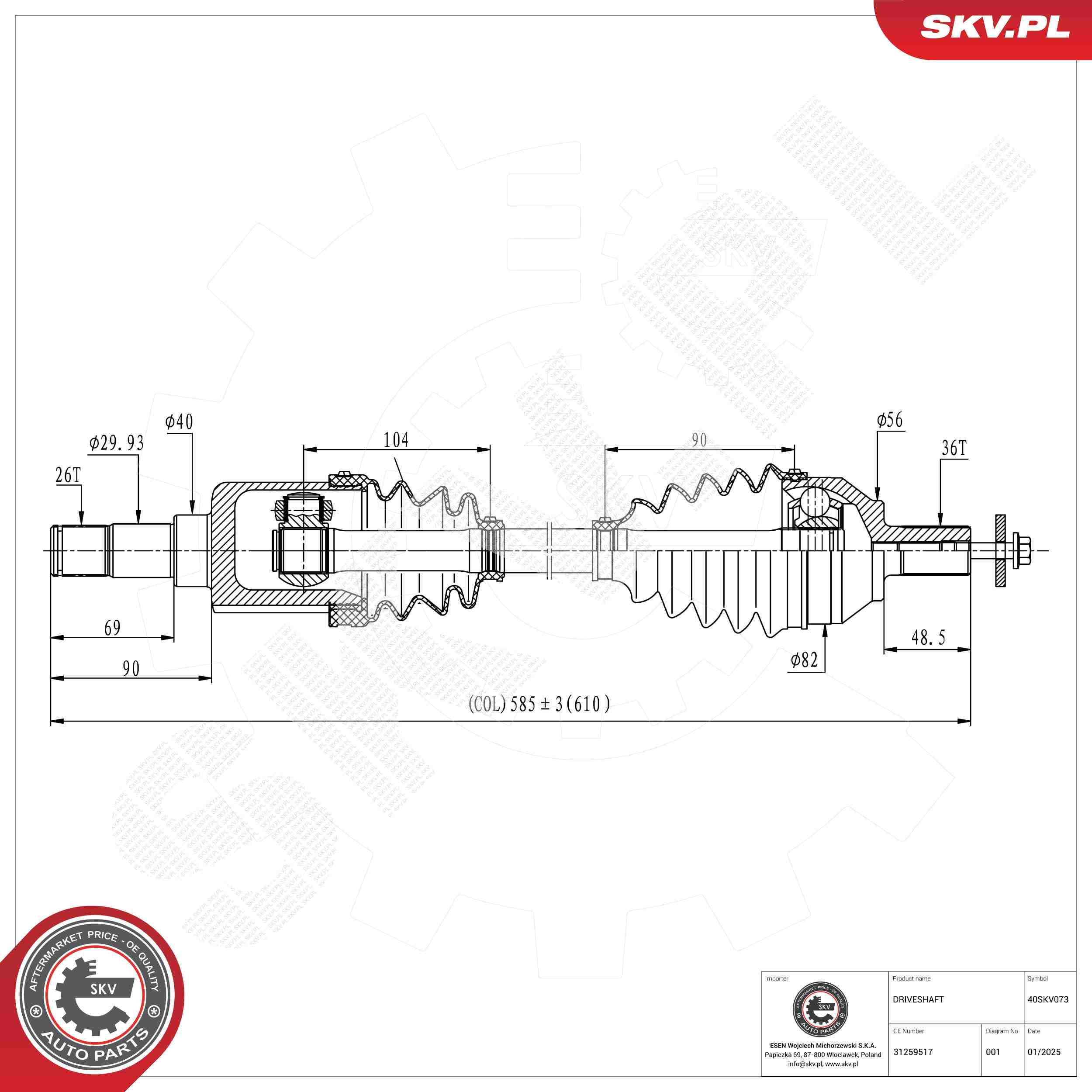 Drive Shaft ESEN SKV 40SKV073