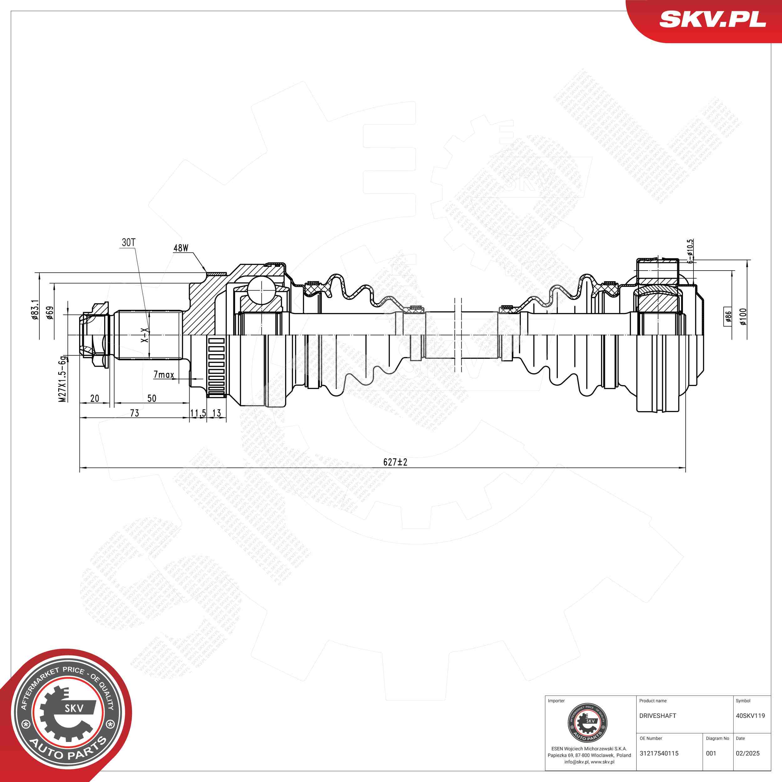 Drive Shaft ESEN SKV 40SKV119