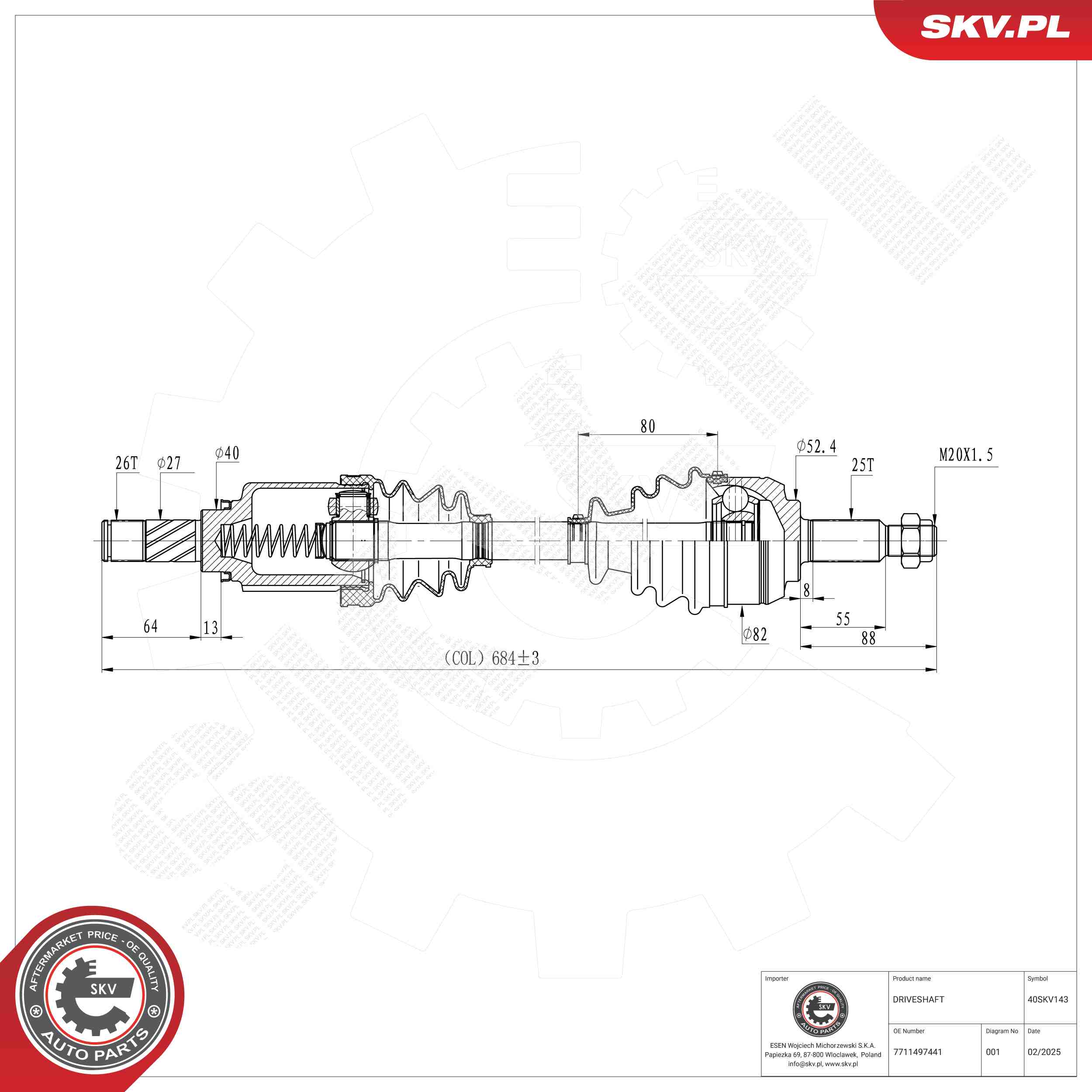 Drive Shaft ESEN SKV 40SKV143