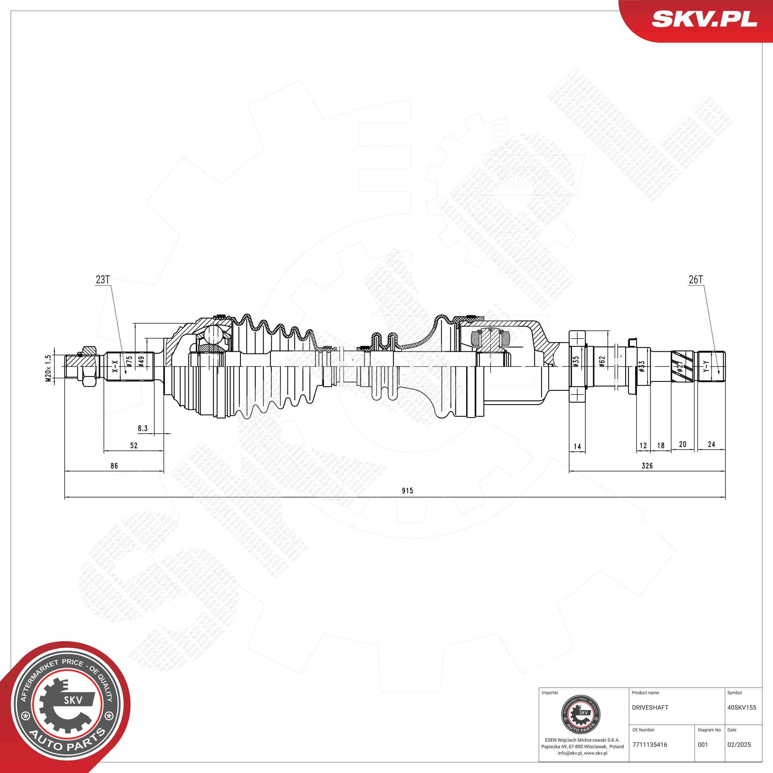 Drive Shaft ESEN SKV 40SKV155