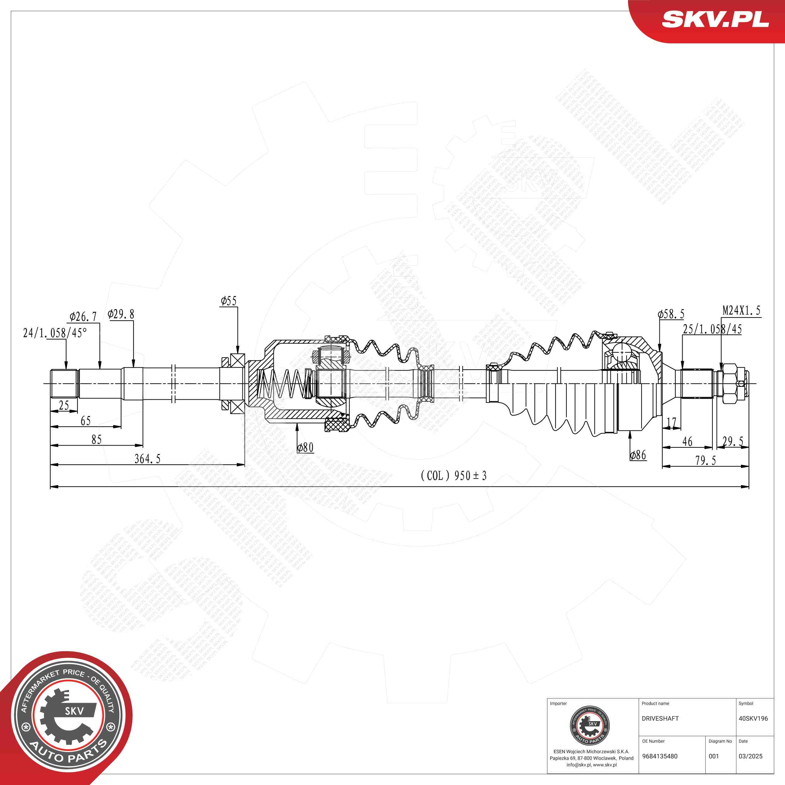 Drive Shaft ESEN SKV 40SKV196
