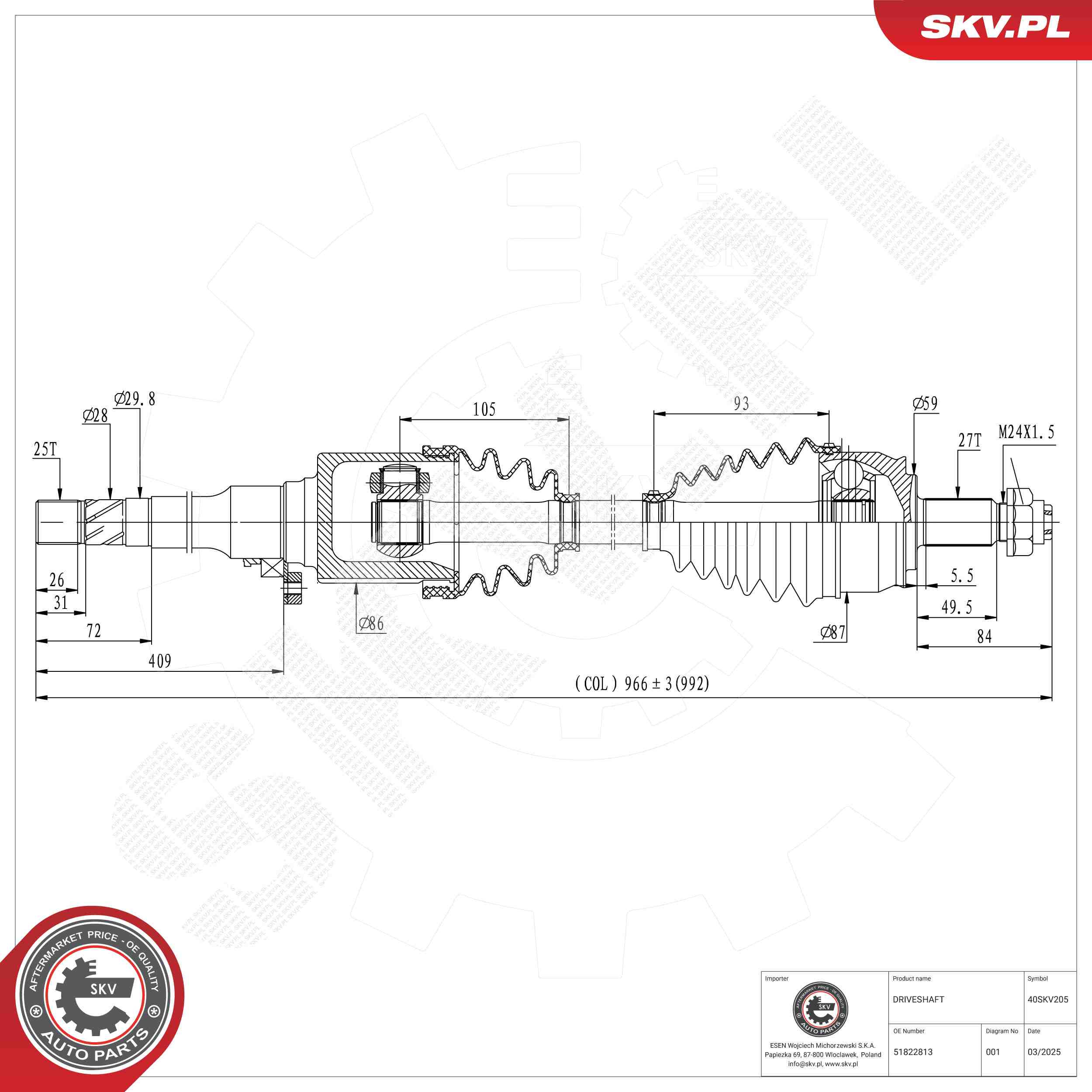 Drive Shaft ESEN SKV 40SKV205