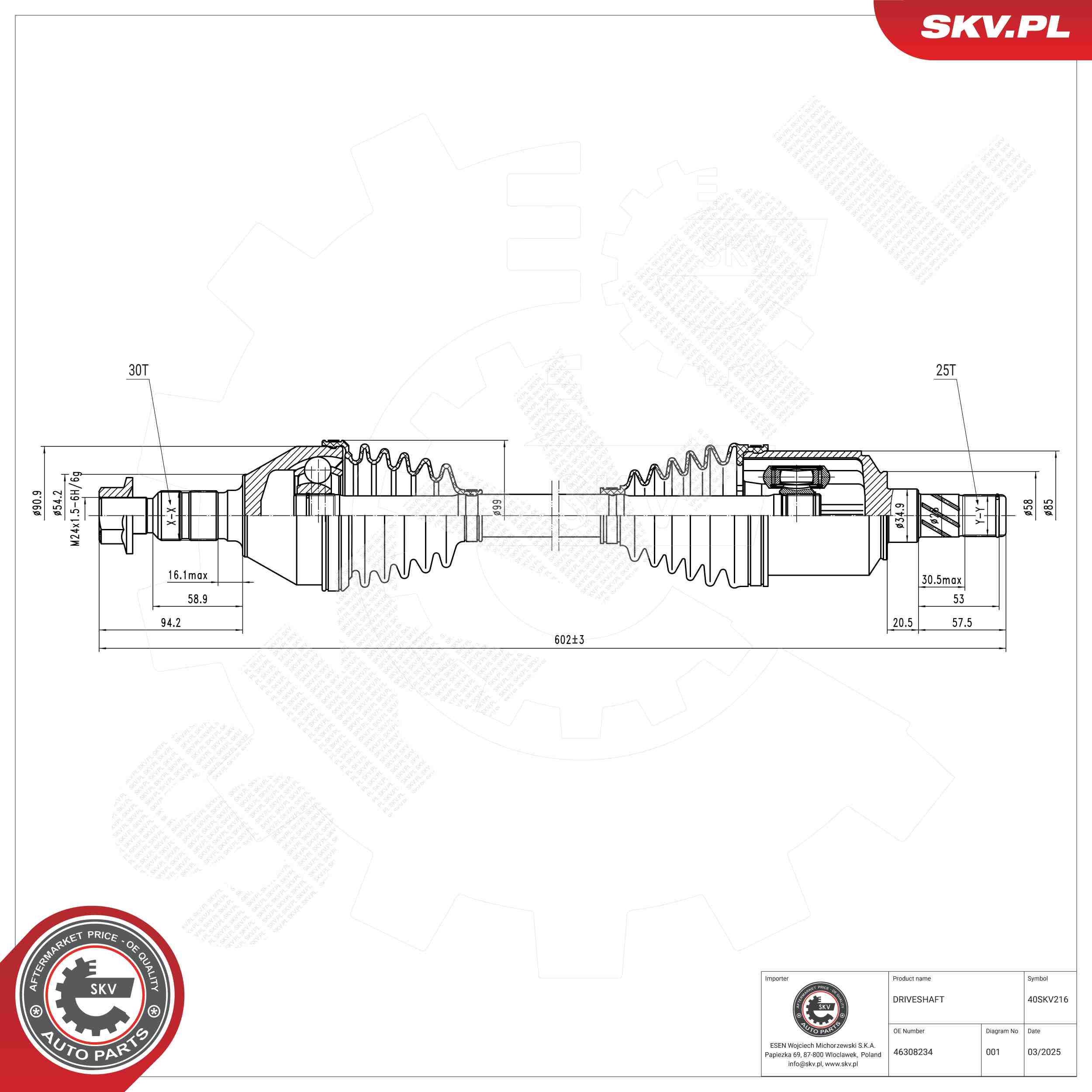 Drive Shaft ESEN SKV 40SKV216