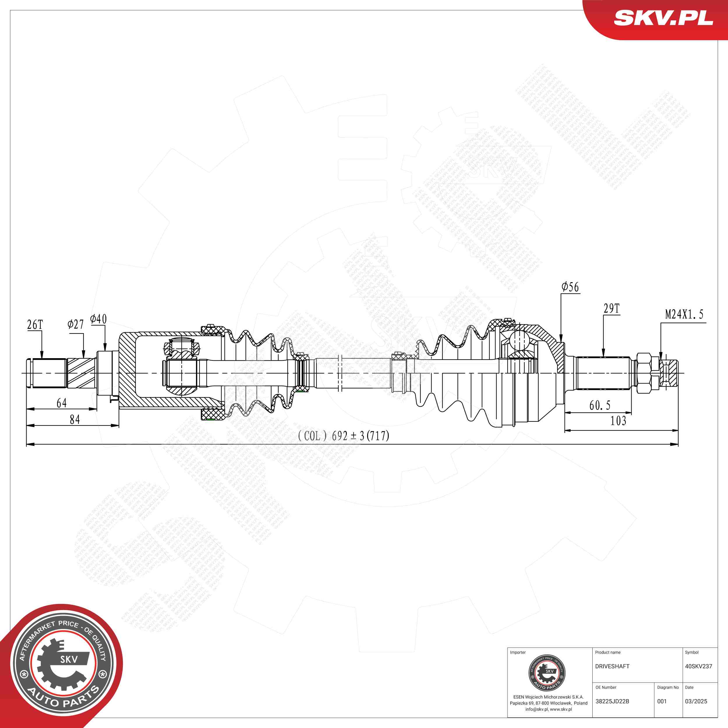 Drive Shaft ESEN SKV 40SKV237