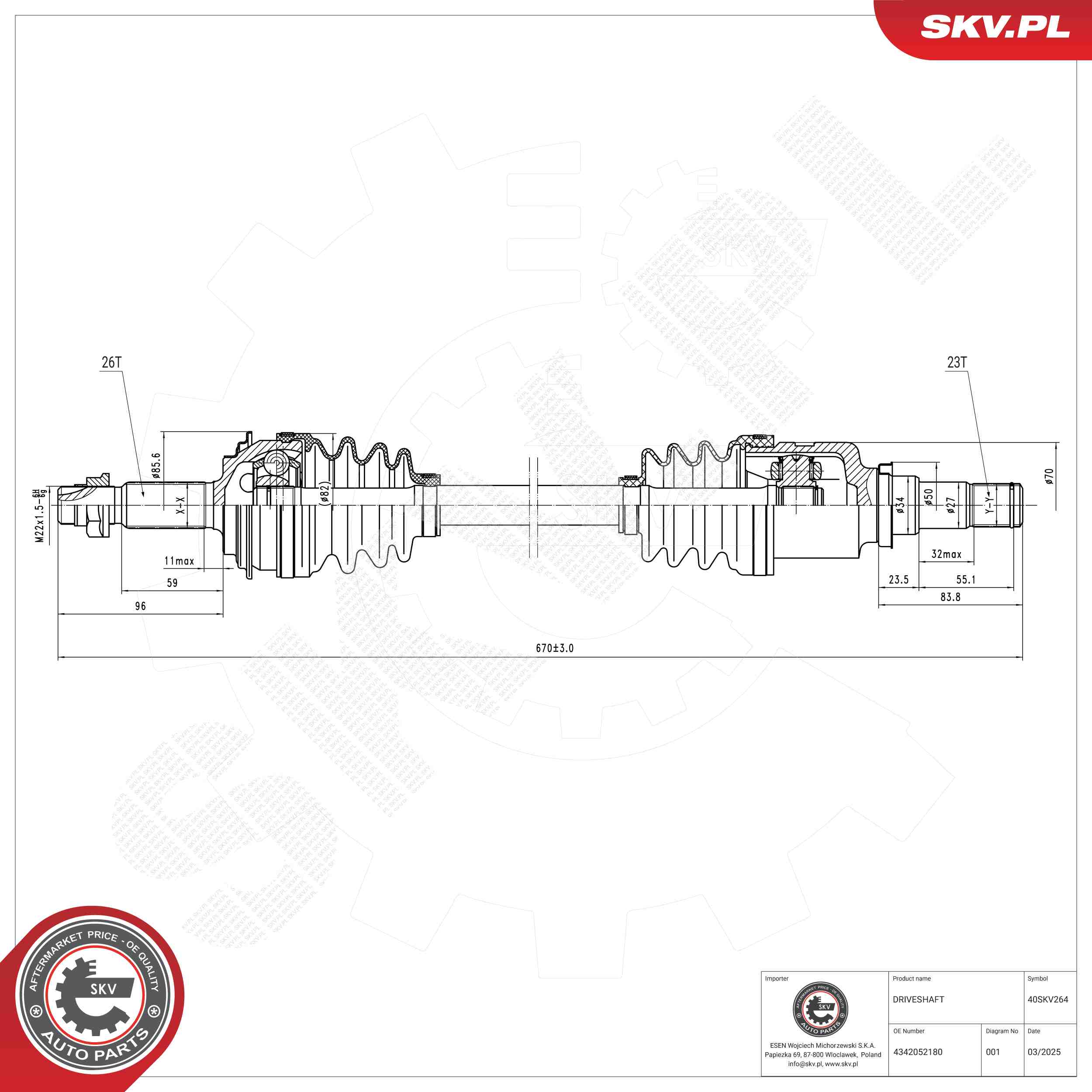 Drive Shaft ESEN SKV 40SKV264