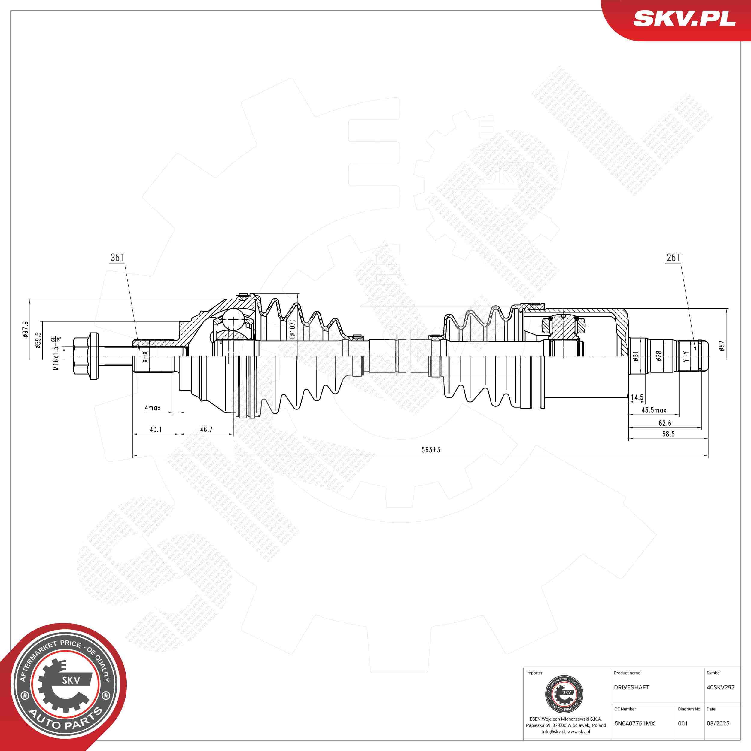 Drive Shaft ESEN SKV 40SKV297