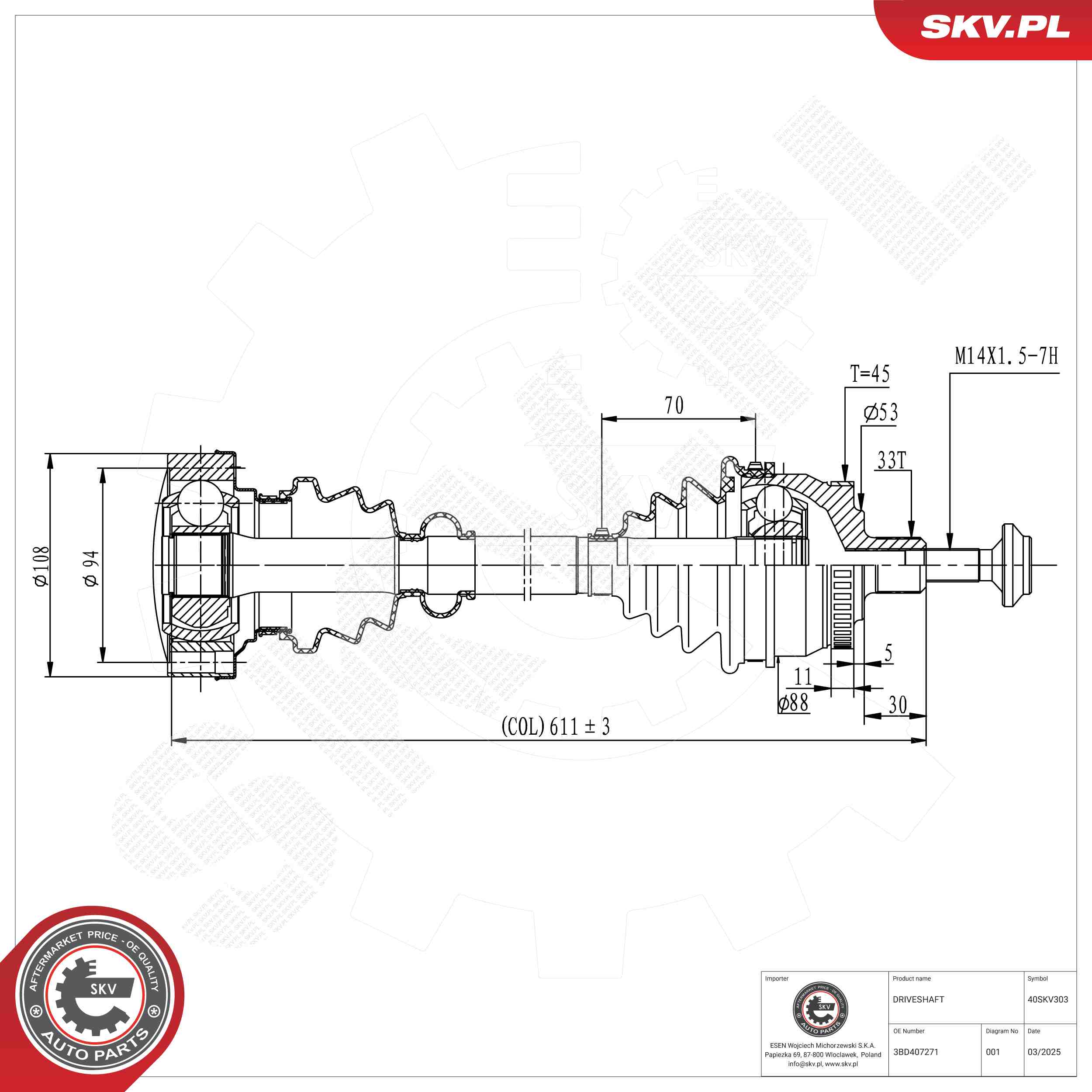 Drive Shaft ESEN SKV 40SKV303