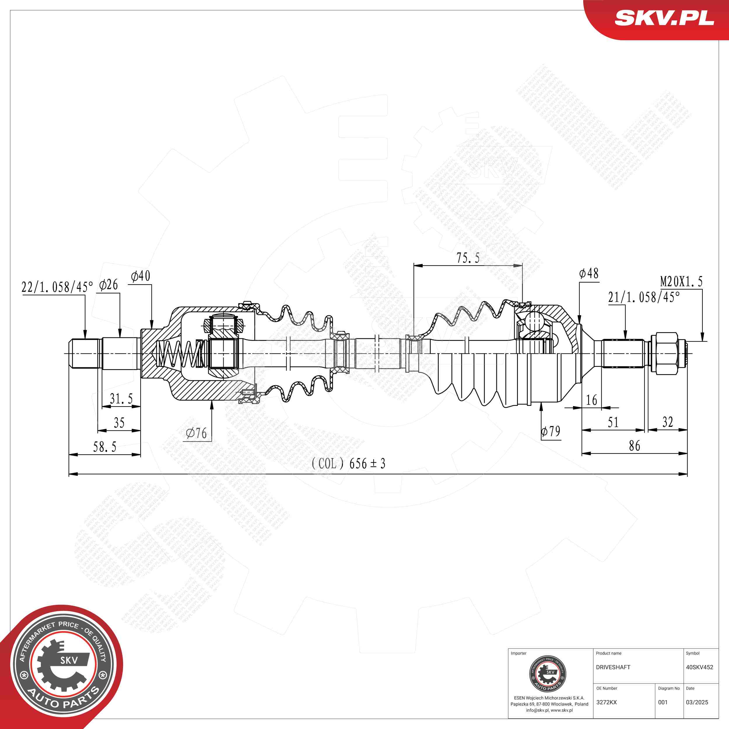 Drive Shaft ESEN SKV 40SKV452