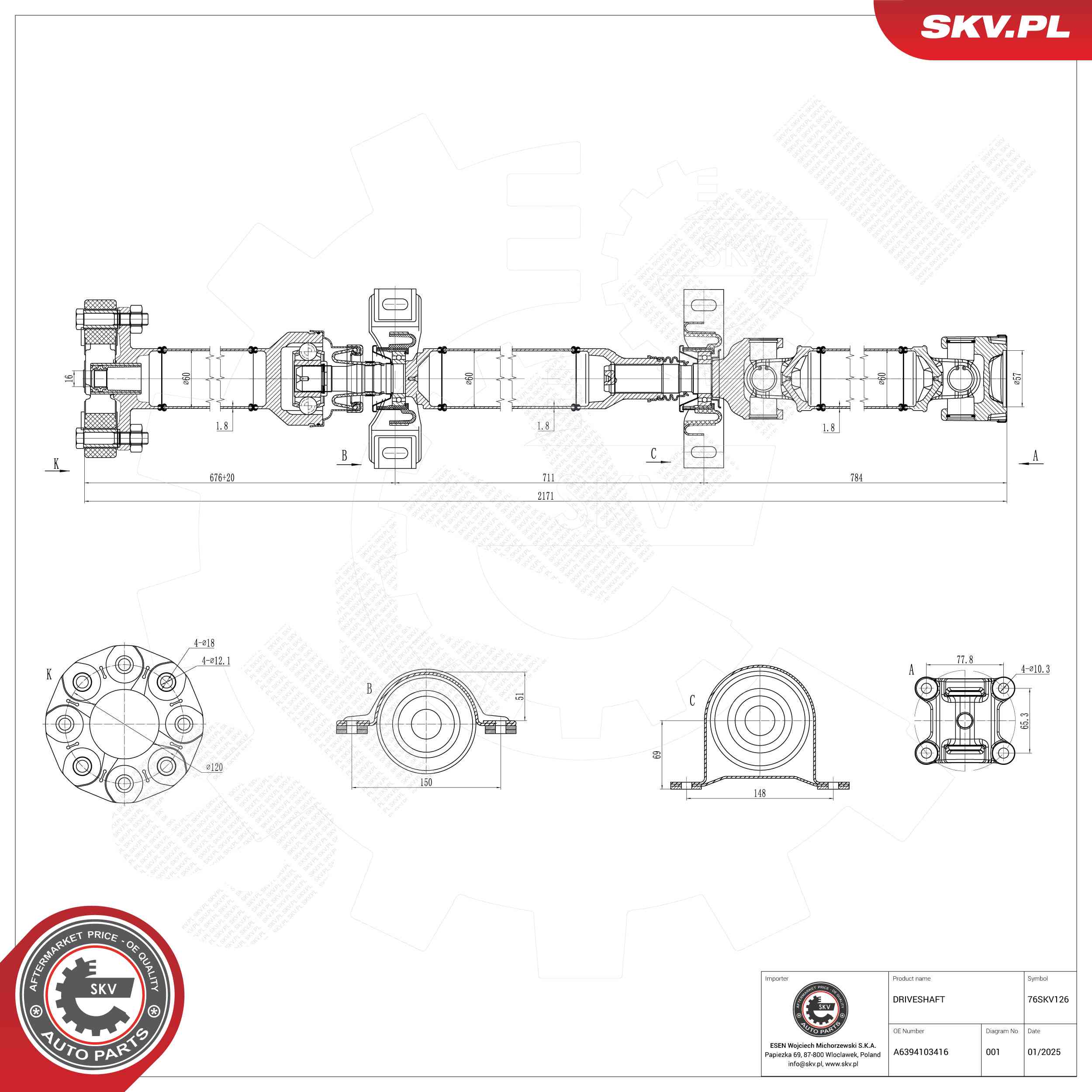 Drive Shaft ESEN SKV 76SKV126