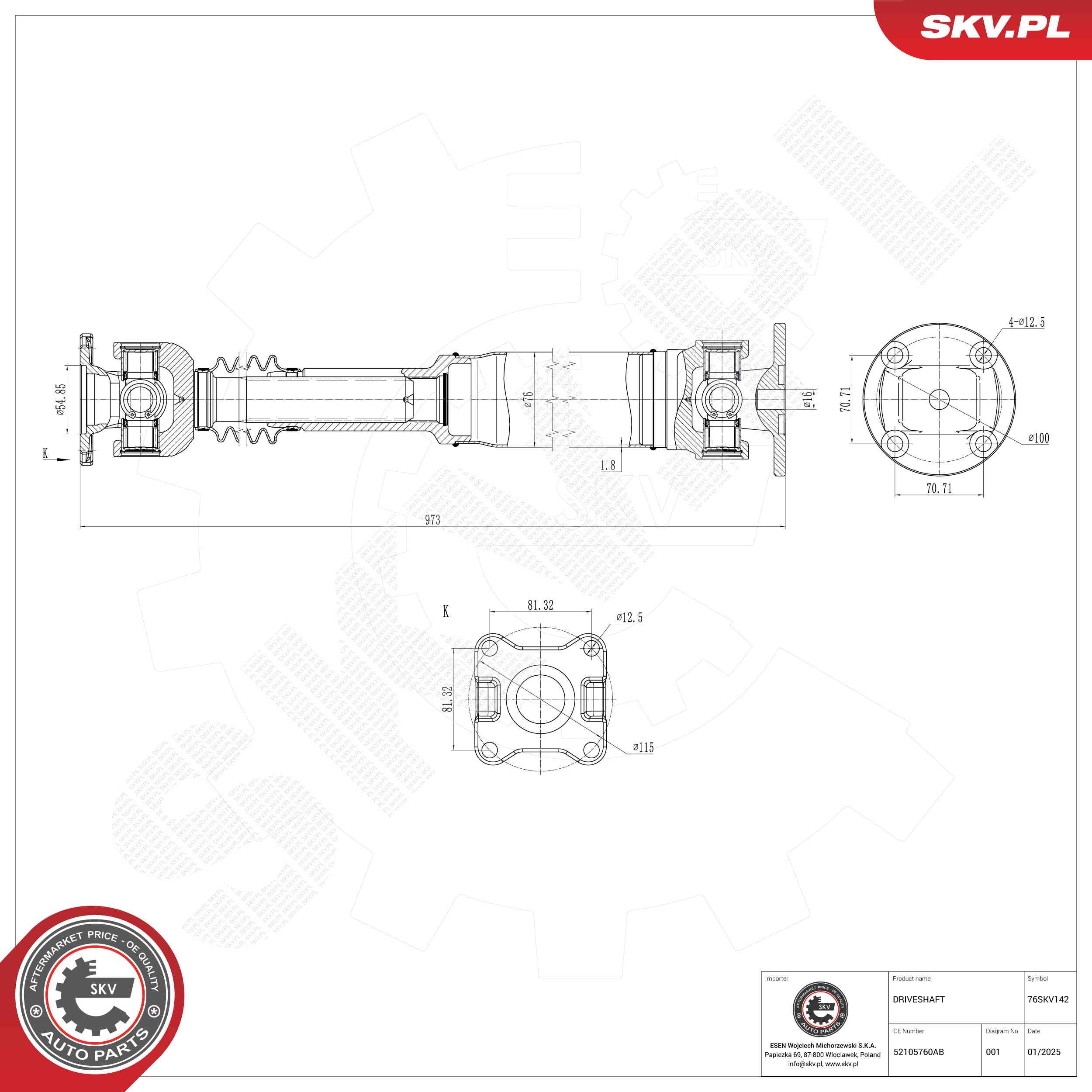 Drive Shaft ESEN SKV 76SKV142