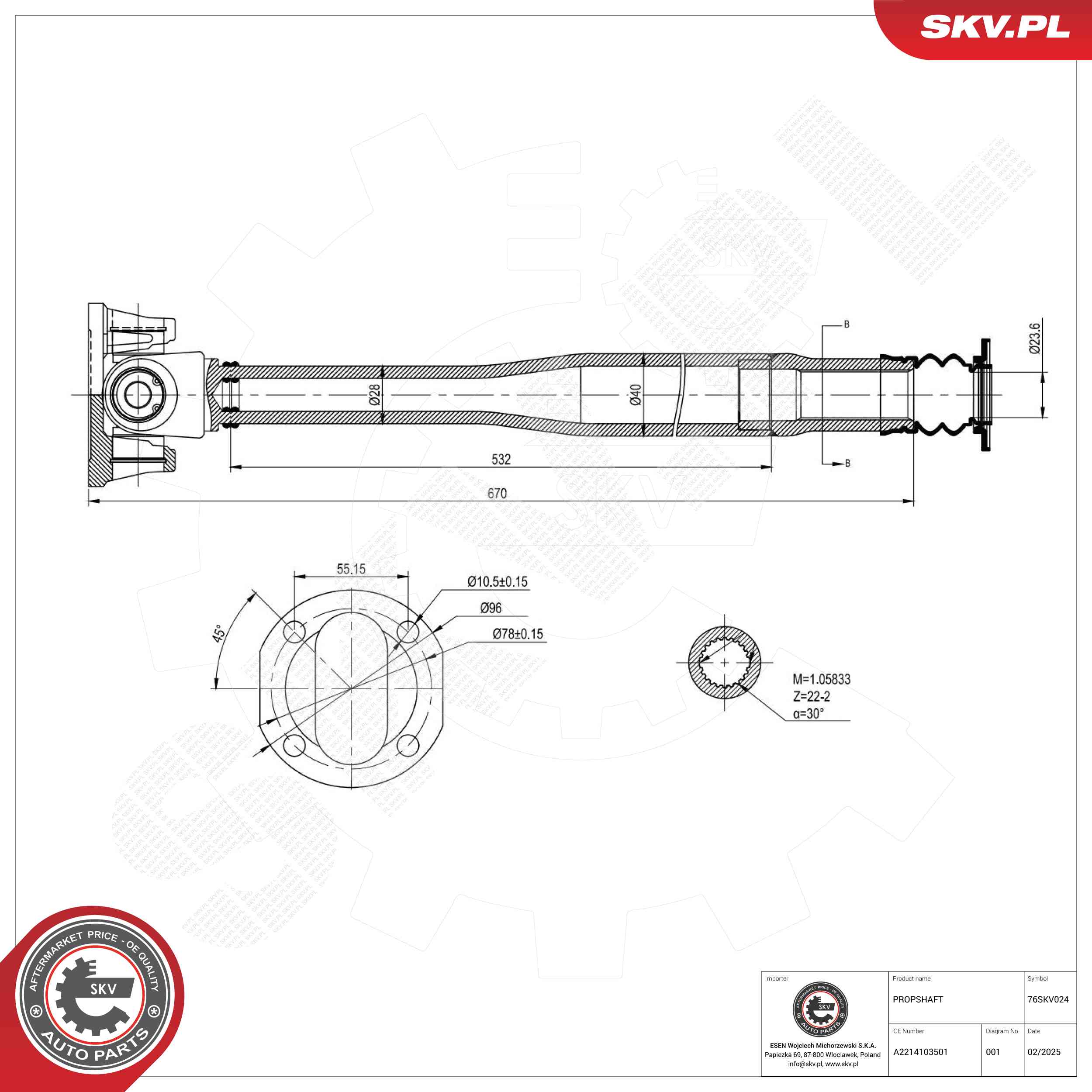Semi eje ESEN SKV 76SKV024