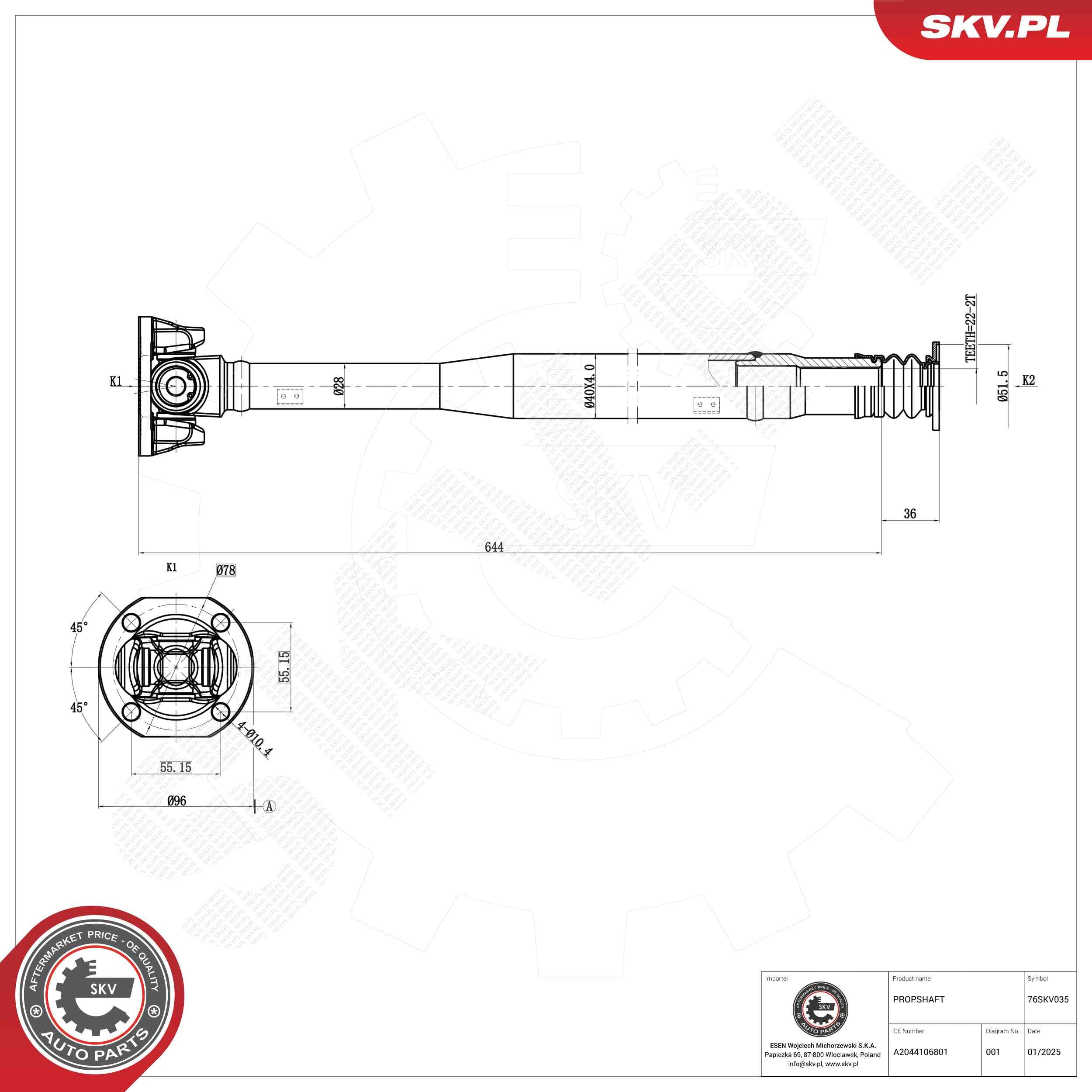 Drive Shaft ESEN SKV 76SKV035