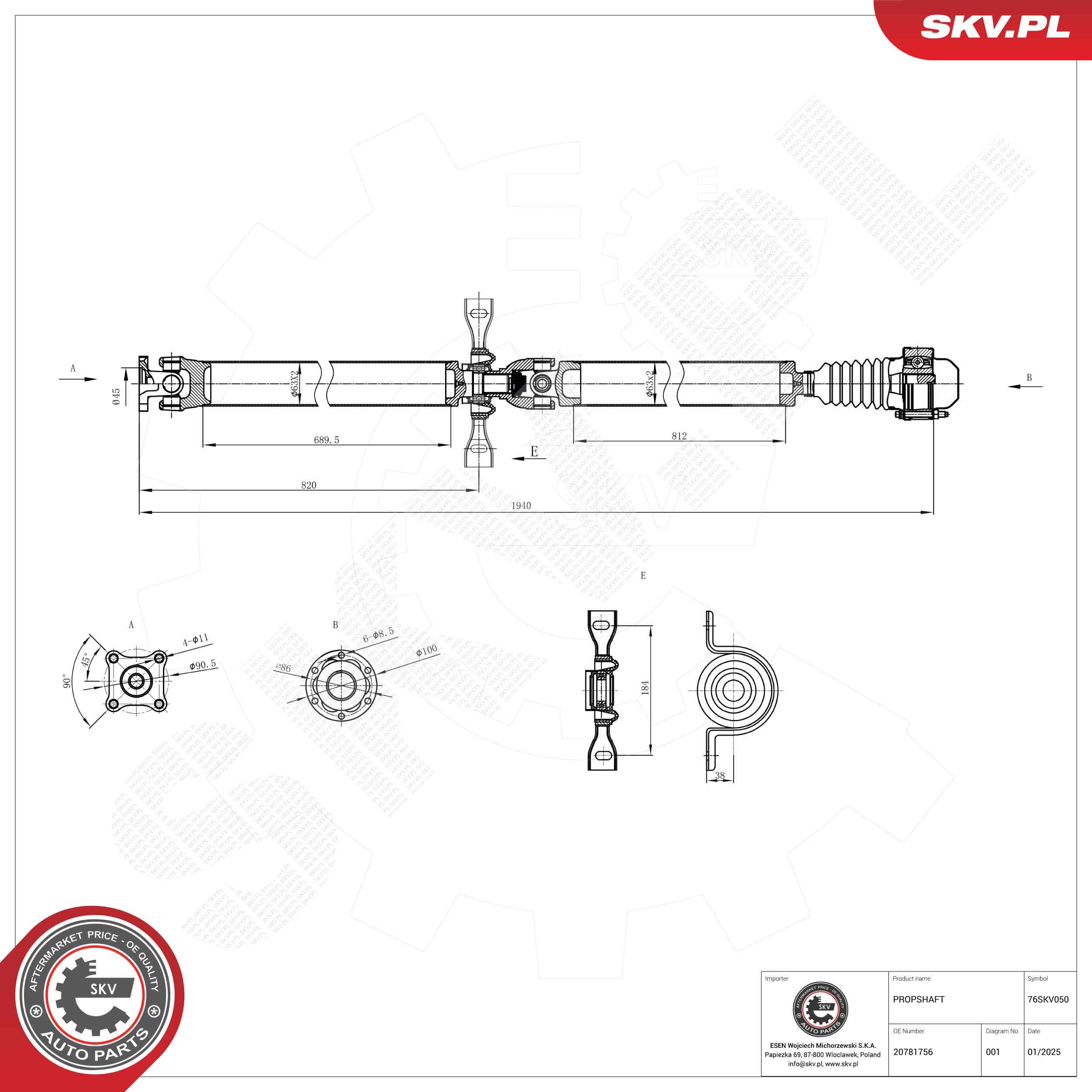 Drive Shaft ESEN SKV 76SKV050