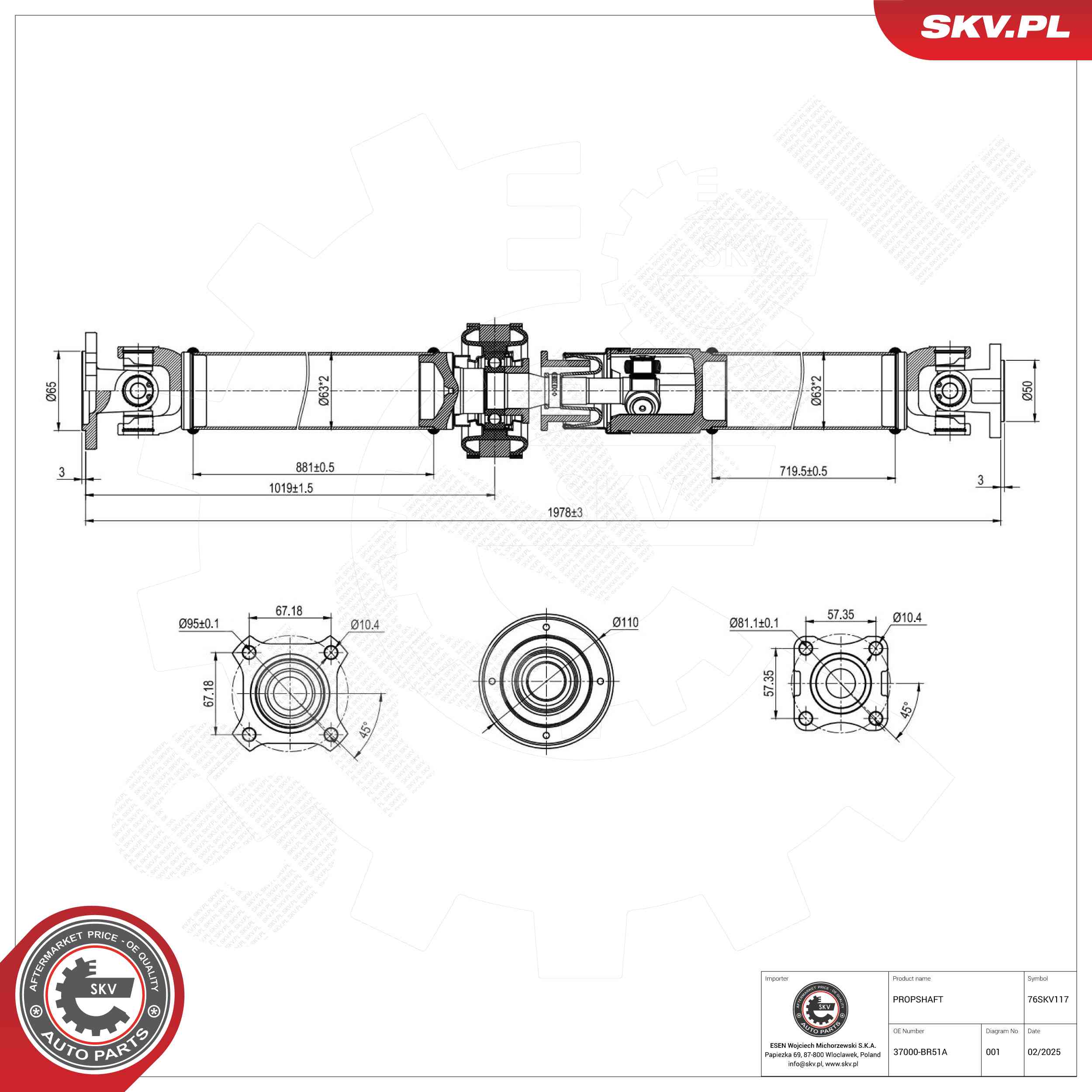 Semi eje ESEN SKV 76SKV117