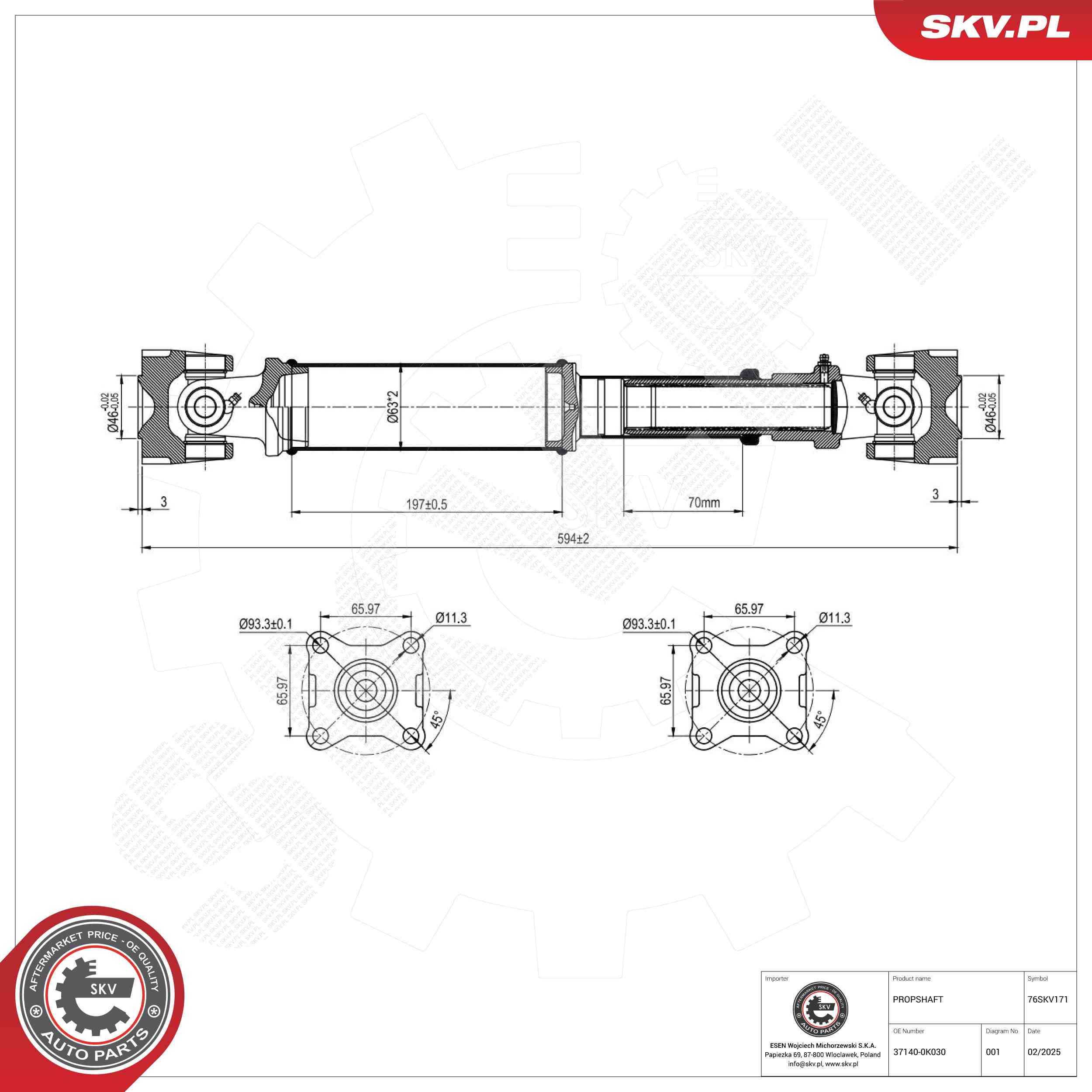 Semi eje ESEN SKV 76SKV171