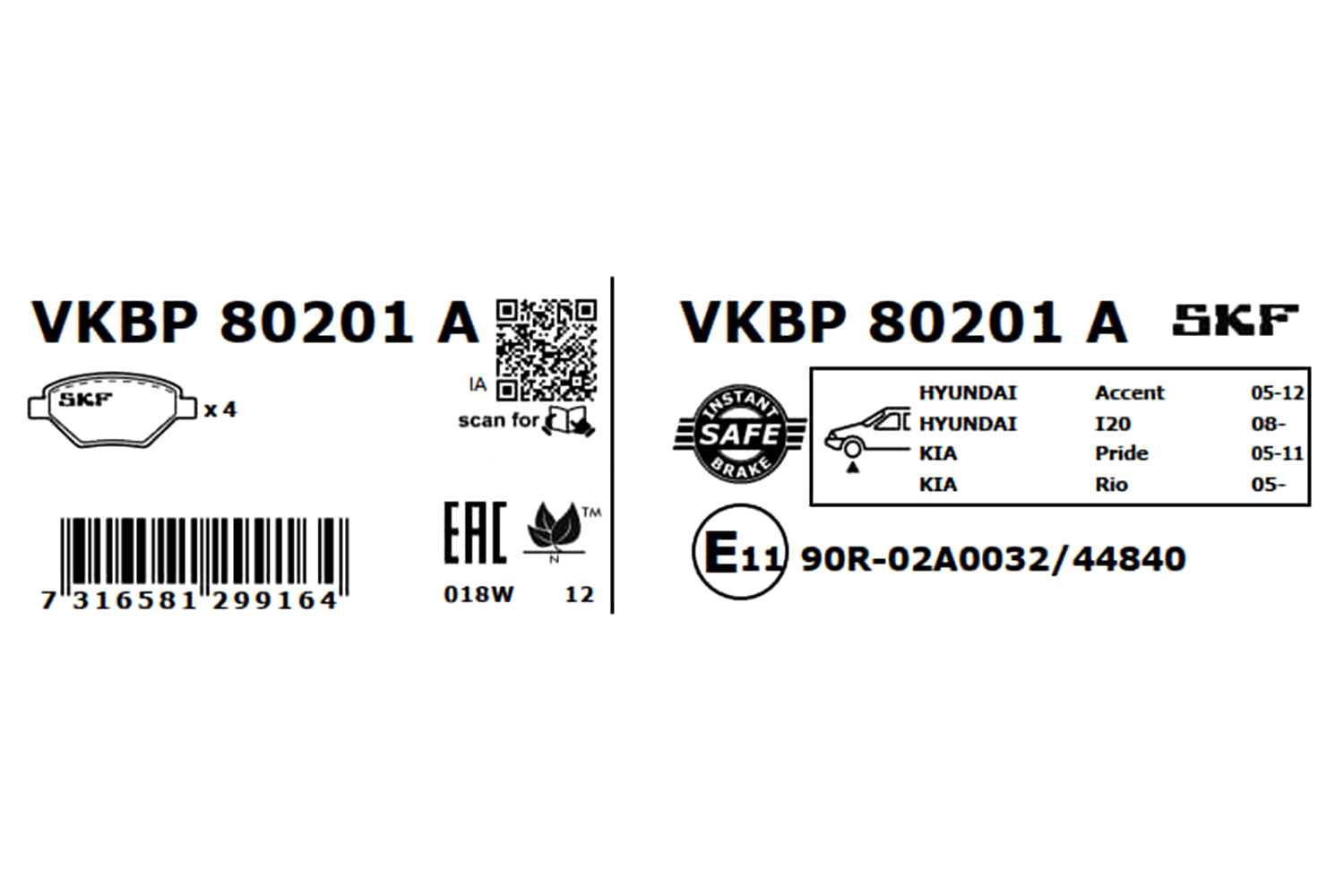 Juego de pastillas SKF VKBP 80201 A
