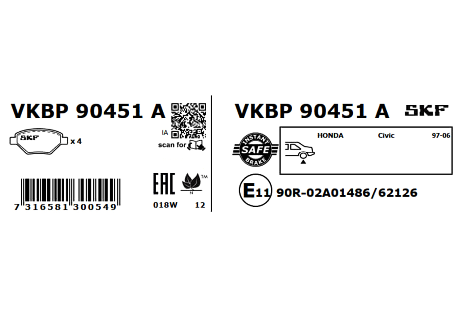 Juego de pastillas SKF VKBP 90451 A