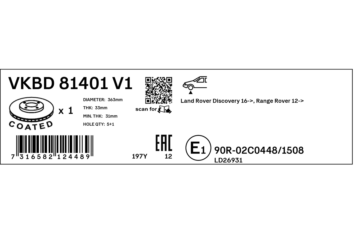 Disco de freno SKF VKBD 81401 V1