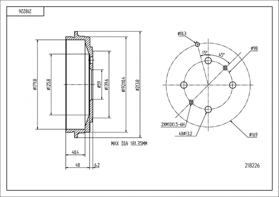Brake Drum HART 218 226
