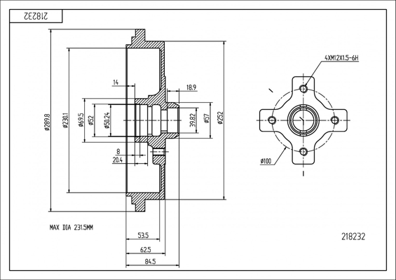 Brake Drum HART 218 232