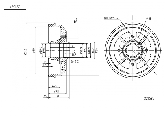 Brake Drum HART 221 587
