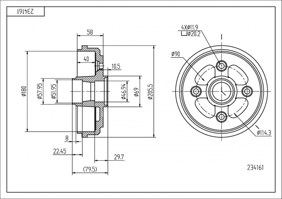 Brake Drum HART 234 161