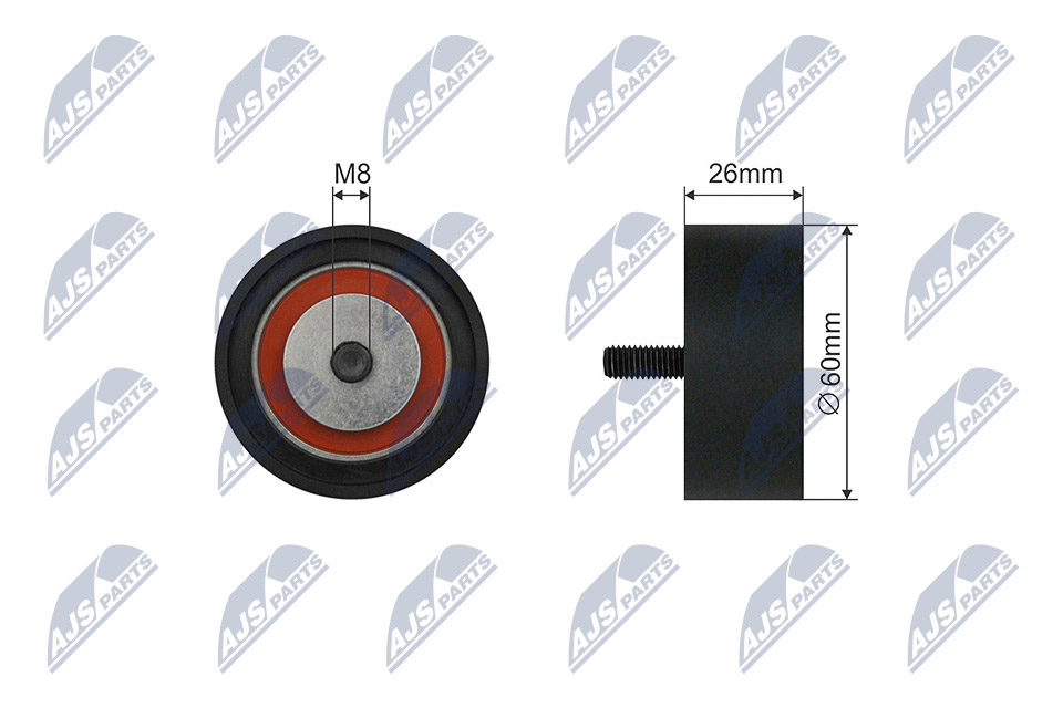 Tensioner Pulley, v-ribbed belt NTY RNK-RE-039