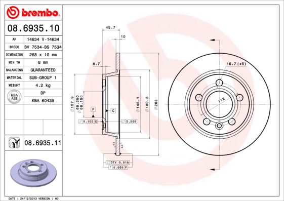 Brake Disc BREMBO 08.6935.10