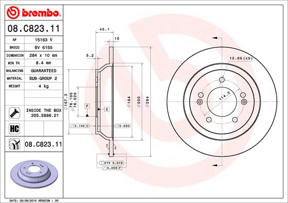 Disco de freno BREMBO 08.C823.11